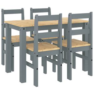 vidaXL Set da Pranzo 5 pz PANAMA Grigio in Legno Massello di Pino