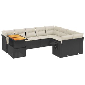 vidaXL Set Divani da Giardino 10pz con Cuscini in Polyrattan Nero