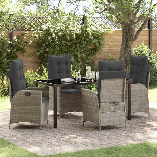 vidaXL Set da Pranzo per Giardino 5 pcs Grigio chiaro polyrattan