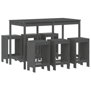 vidaXL Set Bar da Giardino 7 pz Grigio in Legno Massello di Pino