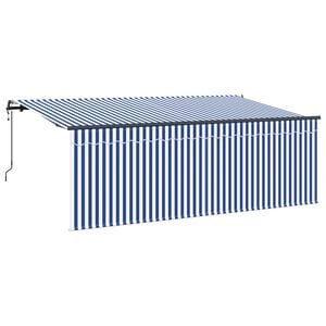 vidaXL Tenda retrattile Blu e Bianco 350 x 200 cm