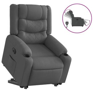 vidaXL Poltrona Alzapersona Reclinabile Elettrica Grigio Scuro Tessuto