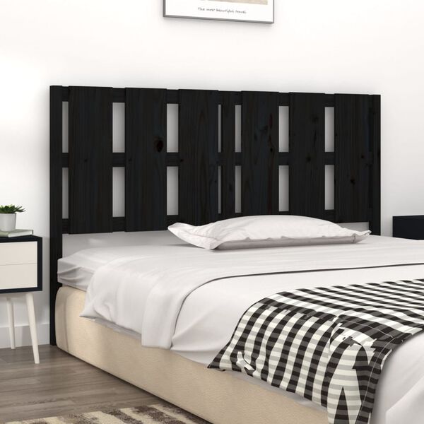 vidaXL Testiera per Letto Nera 155,5x4x100cm in Legno Massello di Pino