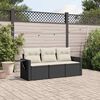 vidaXL Set Divani da Giardino 3 pz con Cuscini in Polyrattan Nero