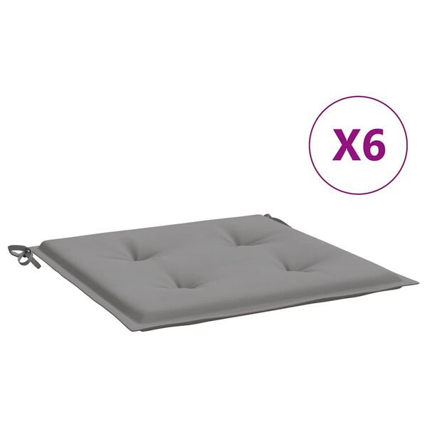 vidaXL Cuscini per Sedia 6 pz Grigi 40x40x4 cm in Tessuto Oxford