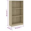 vidaXL Libreria a 3 Ripiani Sonoma 60x24x109 cm in Legno Multistrato