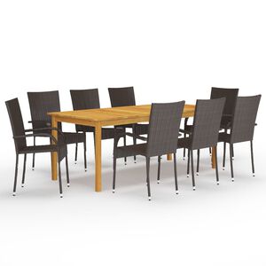 vidaXL Set da Pranzo da Giardino 9 pz Marrone