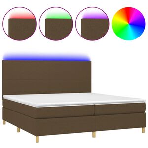 vidaXL Letto a Molle Materasso e LED Marronescuro 200x200cm in Tessuto