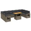 vidaXL Set Divani da Giardino 11 pz con Cuscini in Polyrattan Grigio