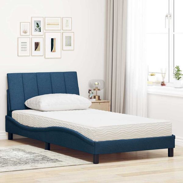 vidaXL Letto con Materasso Hanko Blu 100x200 cm in Tessuto