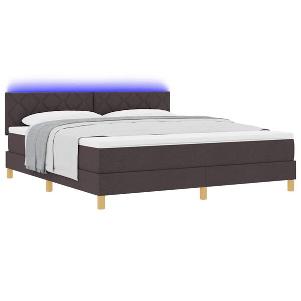 vidaXL Letto a Sorgente LED con led Marrone Scuro 180 x 200 cm Tessuto