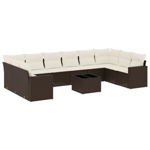 vidaXL Set Divani da Giardino 11 pz con Cuscini Polyrattan Marrone