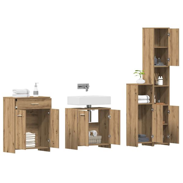 vidaXL Set Mobili da Bagno 4 pz Rovere Artigianale Legno Multistrato