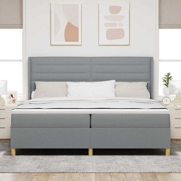 vidaXL Letto a molle con materasso Grigio chiaro 140 x 200 cm Tessuto