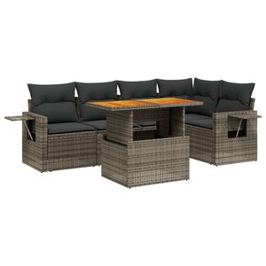 vidaXL Set Divano da Giardino 6 pz con Cuscini Grigio in Polyrattan