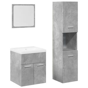 vidaXL Set Mobili da Bagno 4 pz Grigio Cemento in Legno Multistrato