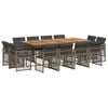 vidaXL Set da Pranzo da Giardino 13pz con Cuscini Grigio in Polyrattan