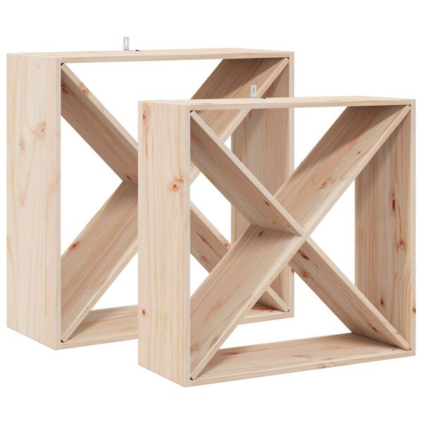 vidaXL Portabottiglie 2 pcs Naturale 62 x 25 x 62 cm Pino massello