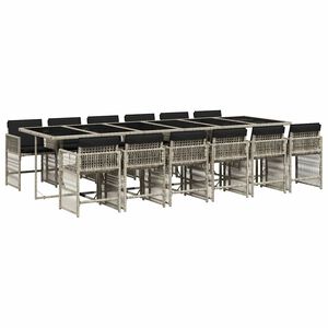 vidaXL Set da Pranzo da Giardino 13pz con Cuscini Grigio in Polyrattan