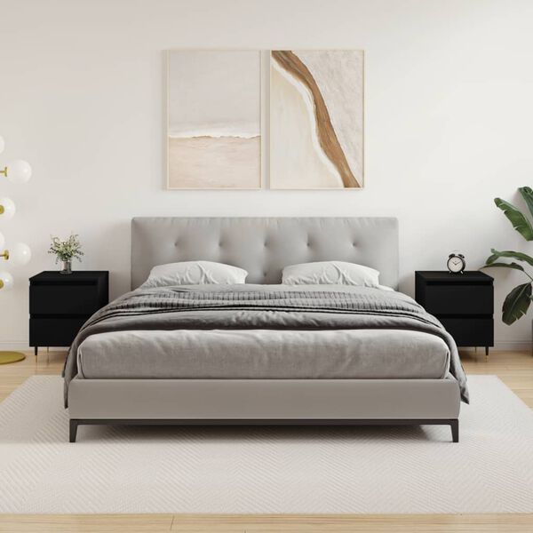 vidaXL Comodini 2pz Neri 40x35x50 cm in Legno Multistrato