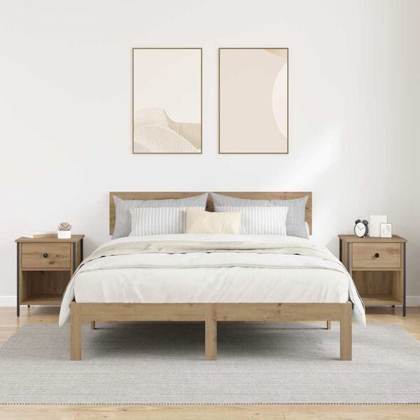 vidaXL Armadio da Notte 2 pcs Rovere artigianale 40 x 42 x 50 cm