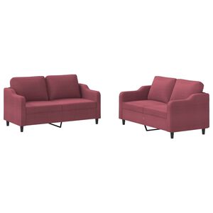 vidaXL Set di Divani 2 pz con Cuscini Rosso Vino in Tessuto