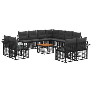 vidaXL Set di divani da esterno 12 pcs Nero e Grigio scuro Poliestere