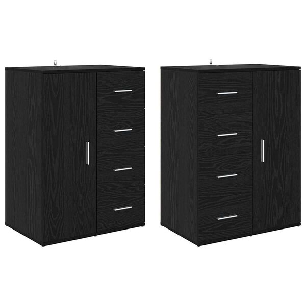 vidaXL Sideboards Corona 2 pcs Rovere Nero 59 x 39 x 80 cm