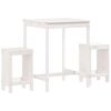 vidaXL Set Bar da Giardino 3 pz Bianco in Legno Massello di Pino