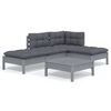 vidaXL Set Divani da Giardino 5 pz con Cuscini Grigi Massello di Pino