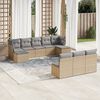 vidaXL Set Divano da Giardino 10 pz con Cuscini Beige in Polyrattan