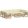 vidaXL Set di divani da esterno 10 pz Bianco e Crema Poliestere