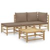 vidaXL Set Salotto da Giardino 4pz con Cuscini Tortora Bamb&ugrave;