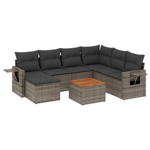 vidaXL Set Divano da Giardino 8 pz con Cuscini Grigio in Polyrattan