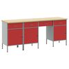 vidaXL Mobile da lavoro con cassetto 4 pcs Rosso 200 x 55 x 85 cm