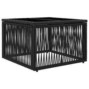 vidaXL Tavolo da Giardino Nero 55 x 55 x 37 cm Rattan PE e Vetro