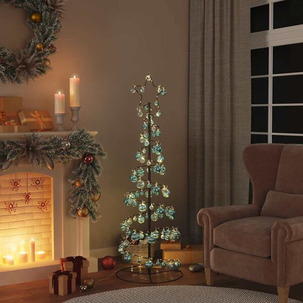 vidaXL Albero di Natale a LED con Palline 100 LED Bianco Caldo 150 cm