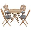 vidaXL Set da Pranzo da Giardino 5 pz Pieghevole con Cuscini in Bamb&ugrave;