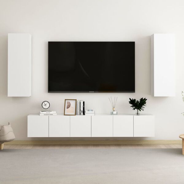 vidaXL Set Mobili Porta TV 5 pz Bianco in Legno Multistrato