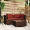 vidaXL Set Divano da Giardino 3 pz con Cuscini in Polyrattan Marrone
