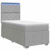 vidaXL Letto Box Spring LED con Materasso Grigio Chiaro 100 x 200 cm
