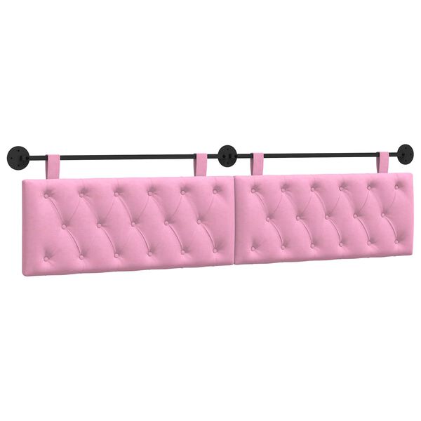 vidaXL Testata appesa Montaggio a parete Rosa 210 x 55 x 7 cm Tessuto