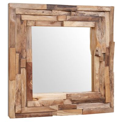 vidaXL Specchio Decorativo in Legno di Teak 60x60 cm Quadrato