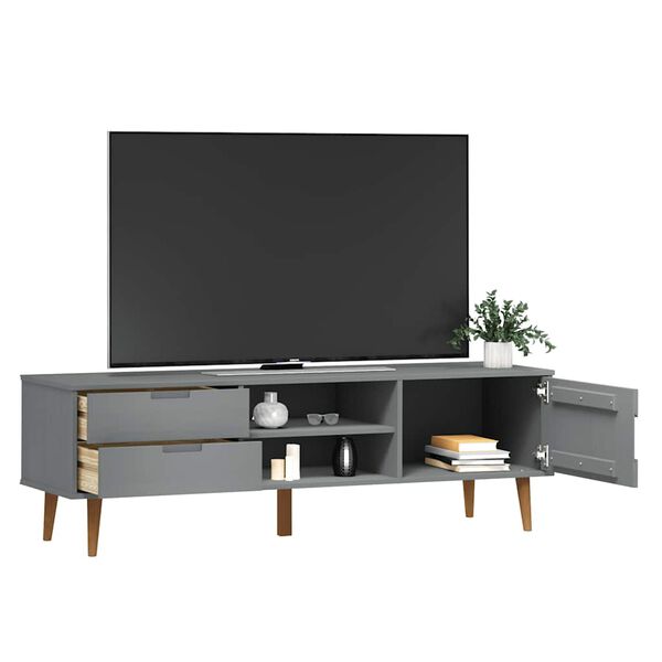 vidaXL Mobile TV MOLDE Grigia 158x40x49 cm in Legno Massello di Pino