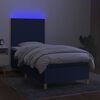 vidaXL Letto a Molle con Materasso e LED Blu 80x200 cm in Tessuto