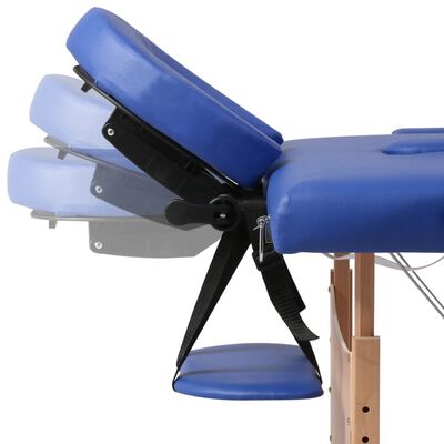 Lettino Pieghevole da Massaggio Blu 3 Zone con Telaio Legno