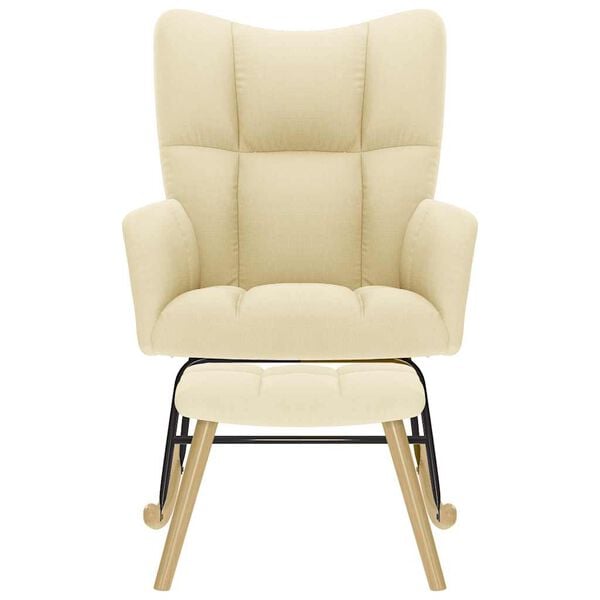 vidaXL Poltrona a Dondolo con poggiapiedi crema in Tessuto