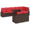 vidaXL Set Divano da Giardino 9 pz 8-Numero di posti Marrone e Rosso