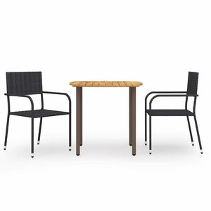 vidaXL Set Mobili da Pranzo per Giardino 3 pz Polyrattan Nero