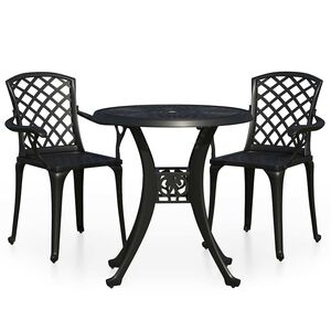 vidaXL Set da Bistrot 3 pz in Alluminio Pressofuso Nero